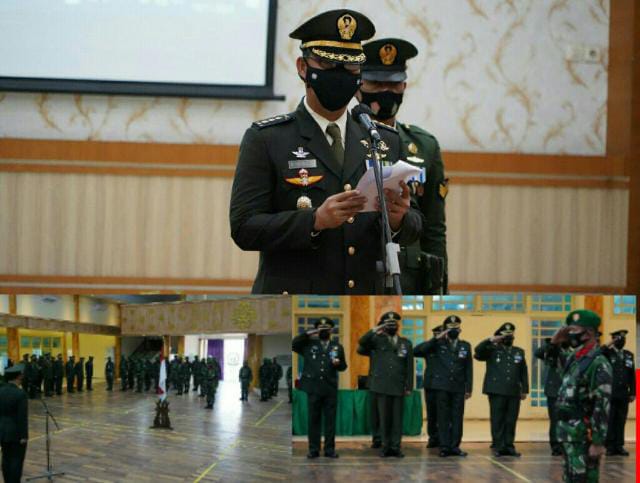 Kasrem 042/Gapu Kolonel Inf M. Yamin Dano pimpin upacara Peringatan Hari Pahlawan 10 November 2021 di Balai Prajurit, Kota Jambi, Rabu (10/11/2021). FOTO : PENREM 042/GAPU