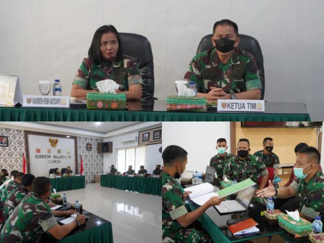 FOTO. Korem 042/Gapu menerima Tim Verifikasi dari Itdam Kodam II/Swj, bertempat di ruang rapat lantai dua Makorem 042/Gapu, Jambi.