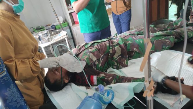 Praka Fermansyah anggota Satgas Lanud Kopasgat di Bandara Aminggaru Ilaga, Distrik Omukia Kabupaten Puncak yang menjadi korban luka tembak oleh Kelompok Separatis Teroris (KST) Papua, pada hari Sabtu (19/2) Pukul 07.56 Wit. FOTO : PENDAM XVII/CENDERAWASIH     