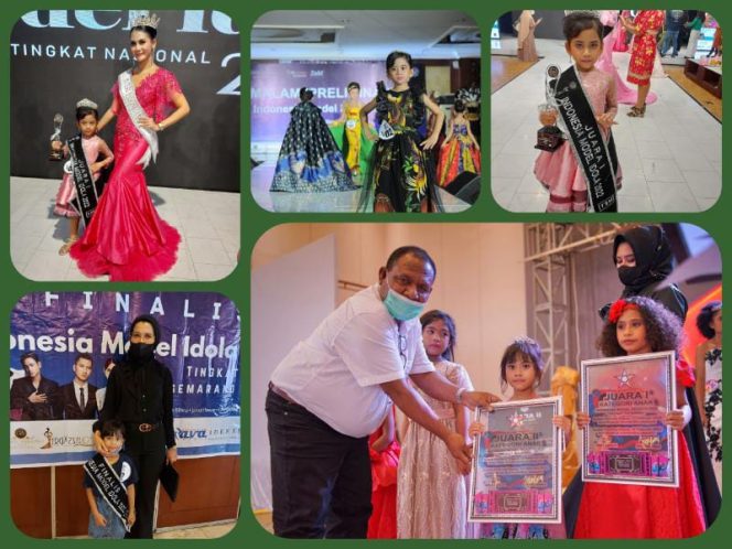 Foto Shakila Raida Maritzahara saat berhasil meraih juara 1 dalam Lomba Fashion Show tingkat nasional Model Idola Indonesia Tahun 2022 kelompok umur 6-8 tahun yang mewakili Provinsi Papua yang diselenggarakan di kota Semarang bulan Februari 2022 lalu. (Pendam XVII/Cenderawasih)