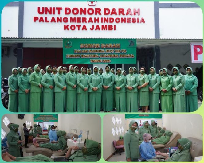 Peringati HUT Ke – 76, Persit Koorcab Rem 042 Gelar Baksos Donor Darah (FOTO/PENREM GAPU)