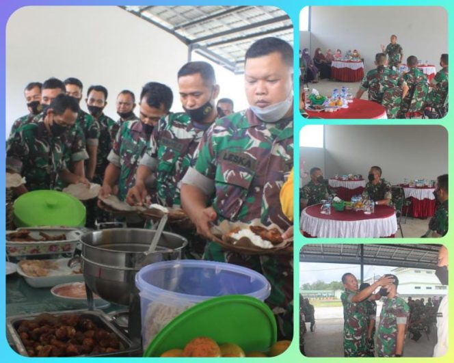 Kebersamaan dan keakrapan Brigjen TNI M Jangkung Widyanto, S.I.P., M.Tr (Han) bersama Prajurit dan PNS Korem 045/Gaya saat makan siang bersama di Makorem 045/Gaya Pangkalpinang. (SRIWIJAYADAILY/PENREM 045/GAYA)