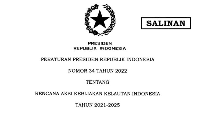 Perpres 34/2022 tentang Rencana Aksi KKI 2021-2025