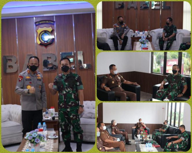 Danrem 045/Gaya Kolonel Inf Ujang Darwis MDA Silaturahmi ke Kapolda Dan Kajati Kep Babel. (SRIWIJAYADAILY/PENREM GAYA)