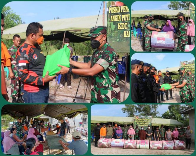 Korem 045/Gaya bagi-bagi Takjil dan berikan bantuan berupa selimut, kasur dan bantal kepada warga yang terdampak korban bencana alam angin puting beliung Desa Kbintik kecamatan Pangkalanbaru Kab. Bangka Tengah (FOTO : PENREM GAYA)