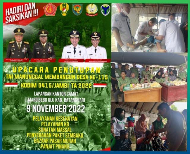 Kodim 0415/Jambi Akan Gelar Baksos Pada Acara Penutupan TMMD ke 115 (FOTO : IST)