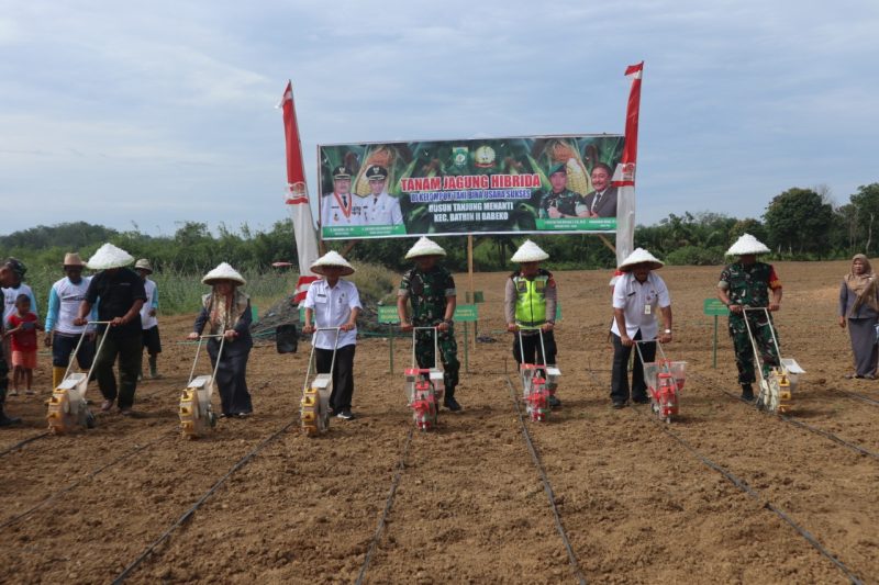 Dandim 0416/Bute Tanam Jagung Perdana Food Estate di Desa Tanjung Menanti (Pendimbute)