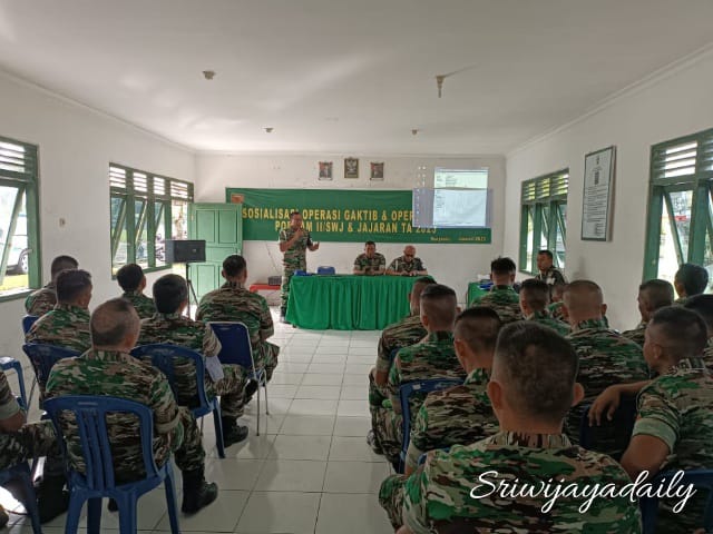 Sosialisasi Operasi Gaktib dan Yustisi oleh Pomdam II/SWJ di Kompi Senapan B Yonif 144/JY