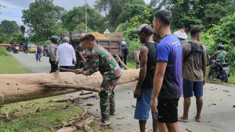 Aksi Sigap Warga Bersama Satgas Yonif 143/TWEJ Lakukan Ini (Pendam II/Sriwijaya).