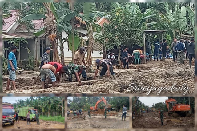Babinsa Koramil Muarasabak Pantau Perbaikan Jalan Poros Sabak Timur