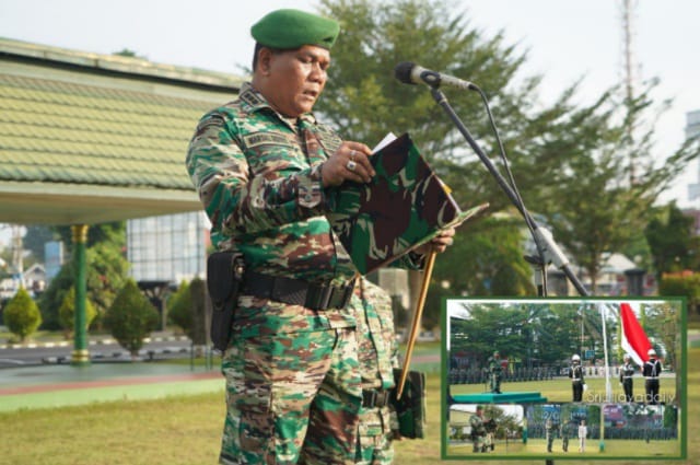 Pimpin Upacara Bulanan, Dandim 0415/Jambi Bacakan Amanat Kasad/ FOTO : Istimewa