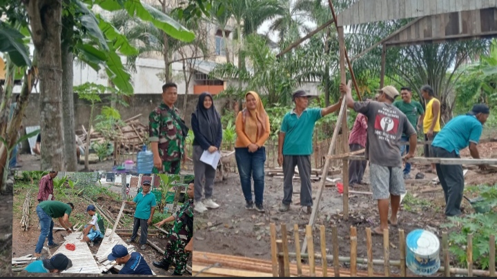 Babinsa Peltu David Oktavia Ajak Warga Gotong Royong Persiapkan Lomba Kampung Bantar di Kota Jambi