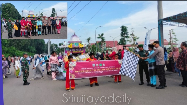 Danramil 415-12/Pasar Bersama Unsur Forkopimcam Melepas Pawai Taaruf Sambut MTQ Tingkat Kecamatan