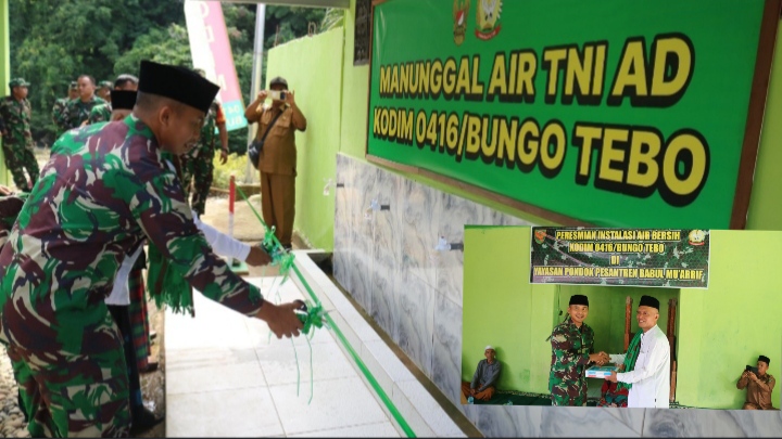 Foto: Dokumentasi Dandim 0416/Bute, Letkol Inf Arief Widyanto, S.E., M. Han., Resmikan Instalasi Air Bersih di Pondok Pesantren Babul Mu'arif Bungo