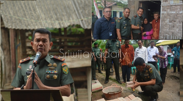 Foto: Danrem 043/Gatam Lakukan Peletakan Batu Pertama Bedah Rumah Tidak Layak Huni di Lampung Selatan.