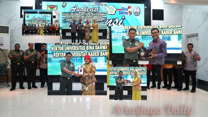 Foto: Pangdam II/Sriwijaya, Mayjen TNI M. Naudi Nurdika, saat menerima audiensi dari pimpinan tiga perguruan tinggi di Palembang