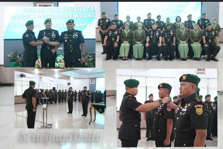 Foto: Serah terima jabatan Komandan Kodim 0406/Lubuk Linggau dipimpin langsung Danrem 044/Gapo, Brigjen TNI Muhammad Thohir, S.Sos., M.M.