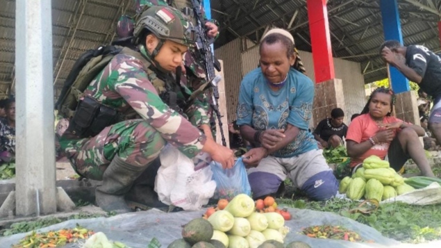 Rosita Habema, TNI Borong Hasil Tani untuk Bantu Ekonomi Warga Kampung Mamba/Foto: Satgas Media Habema