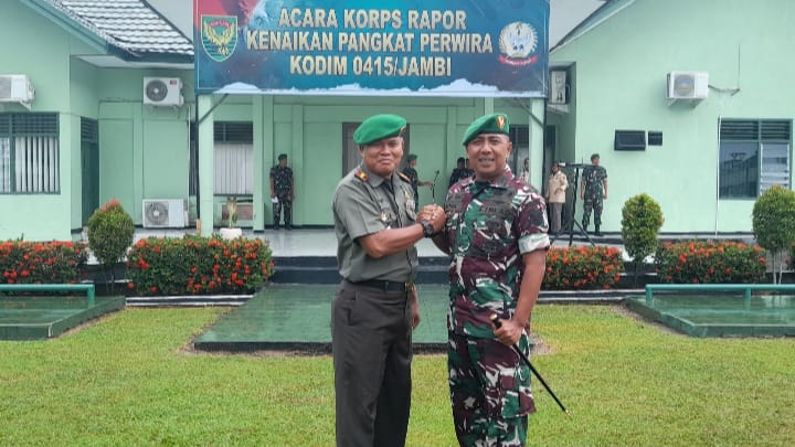 Dandim 0415/Jambi Pimpin Korps Rapor Pengukuhan Kenaikan Pangkat Letkol Har Heriansyah/Pendim Jambi