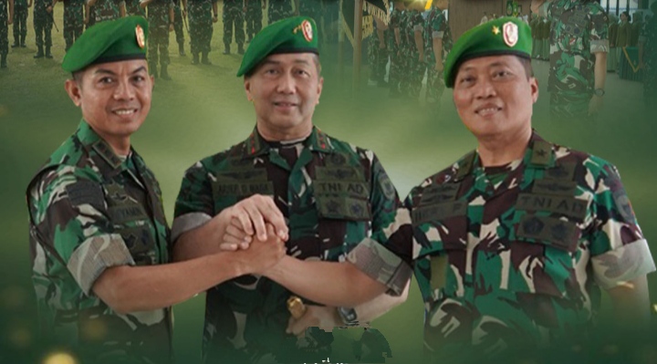 Pangdam XX/TIB Mayjen TNI Arief Gajah Mada, S.E., M.M., (Tengah), Kolonel Inf Nyamin, S.I.P., M.M (kiri) dan Brigjen TNI Heri Purwanto, S.E., M.Sc (kanan)